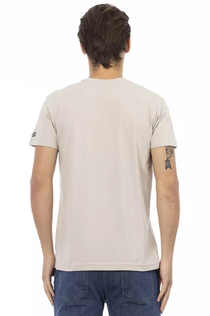  - Beige Cotton Men T-Shirt