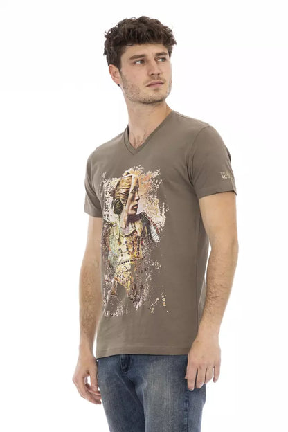  - Brown Cotton Men T-Shirt