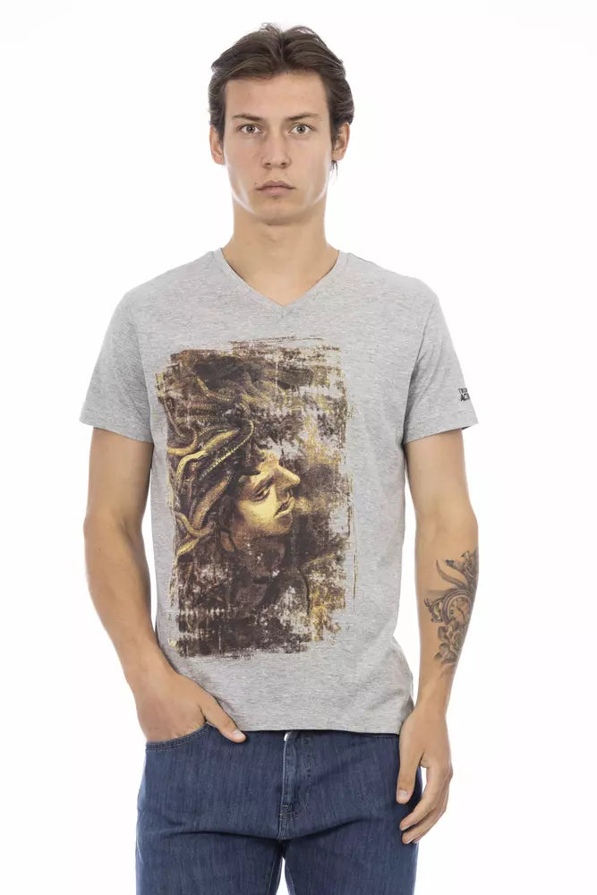 Gray Cotton Men T-Shirt