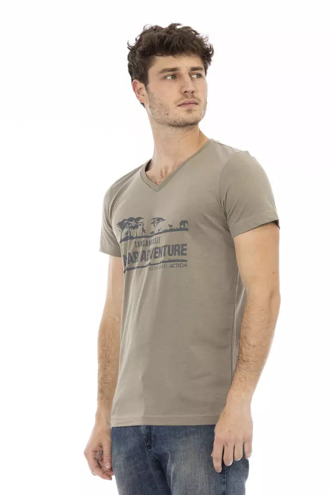  - Brown Cotton Men T-Shirt