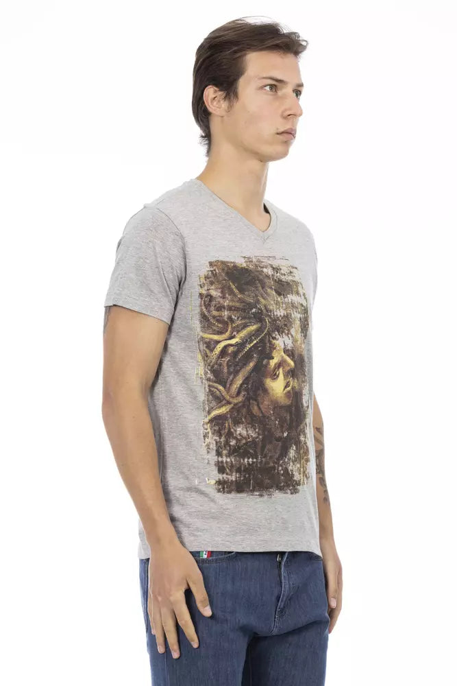  - Gray Cotton Men T-Shirt