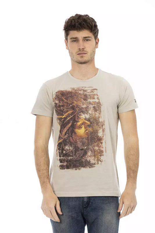 - Beige Cotton Men T-Shirt