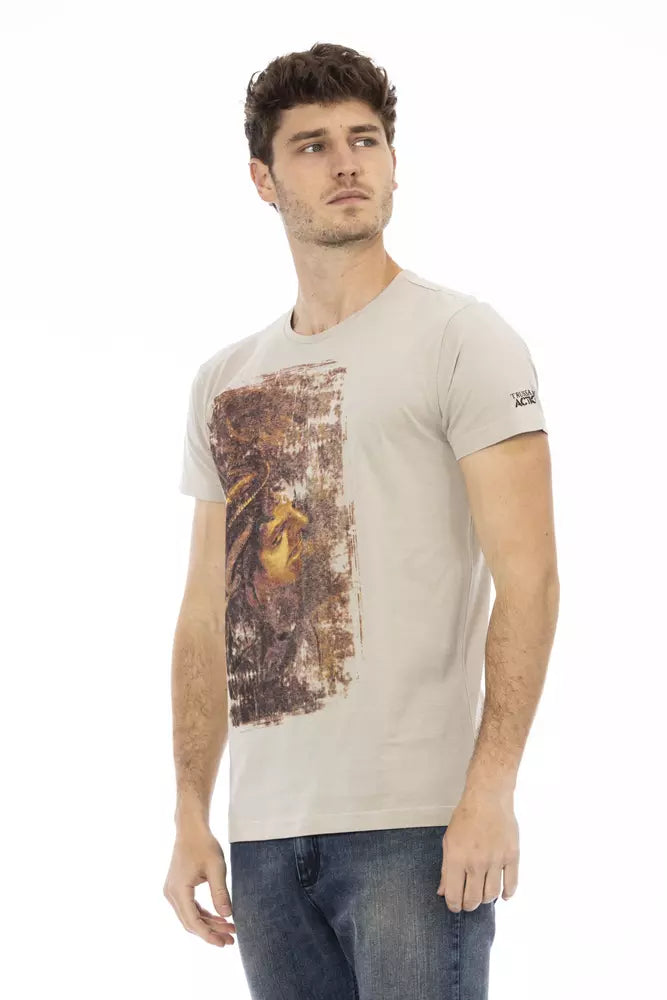  - Beige Cotton Men T-Shirt