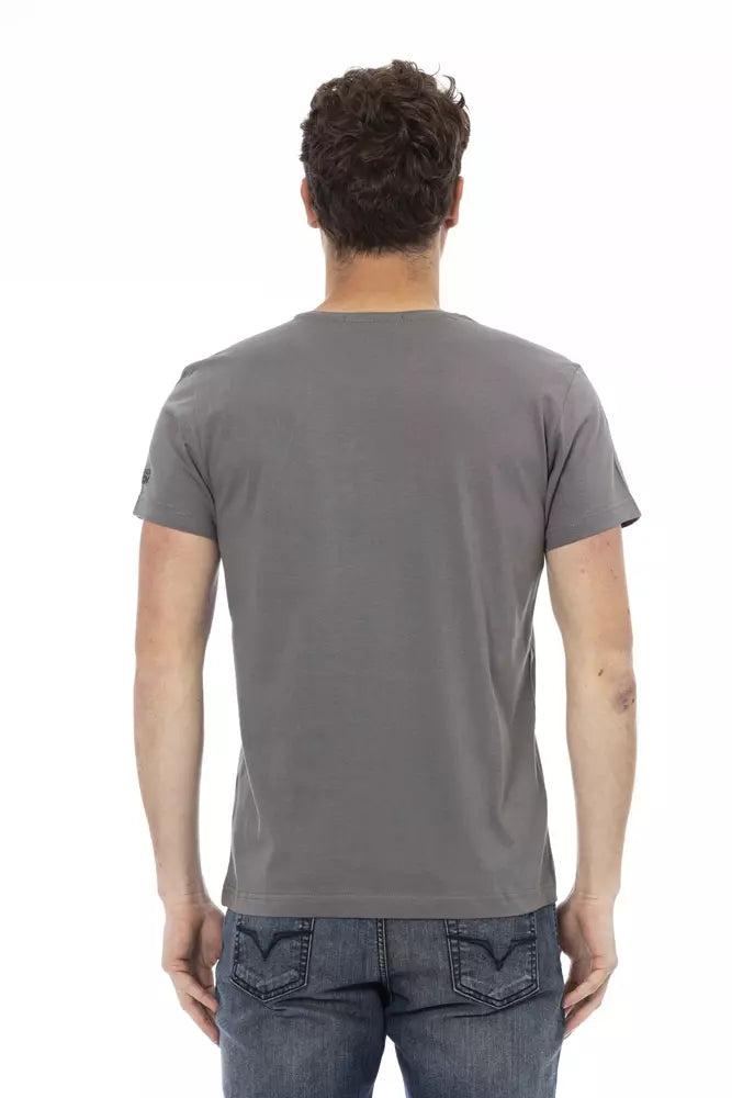  - Gray Cotton Men T-Shirt