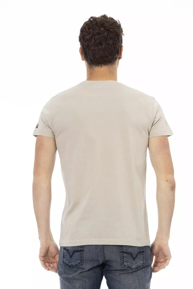  - Beige Cotton Men T-Shirt