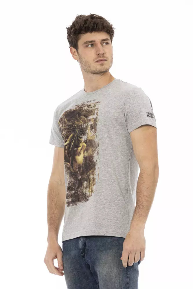 Gray Cotton Men T-Shirt