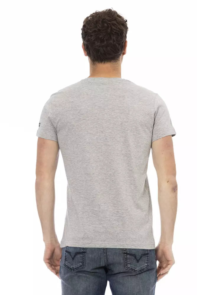  - Gray Cotton Men T-Shirt