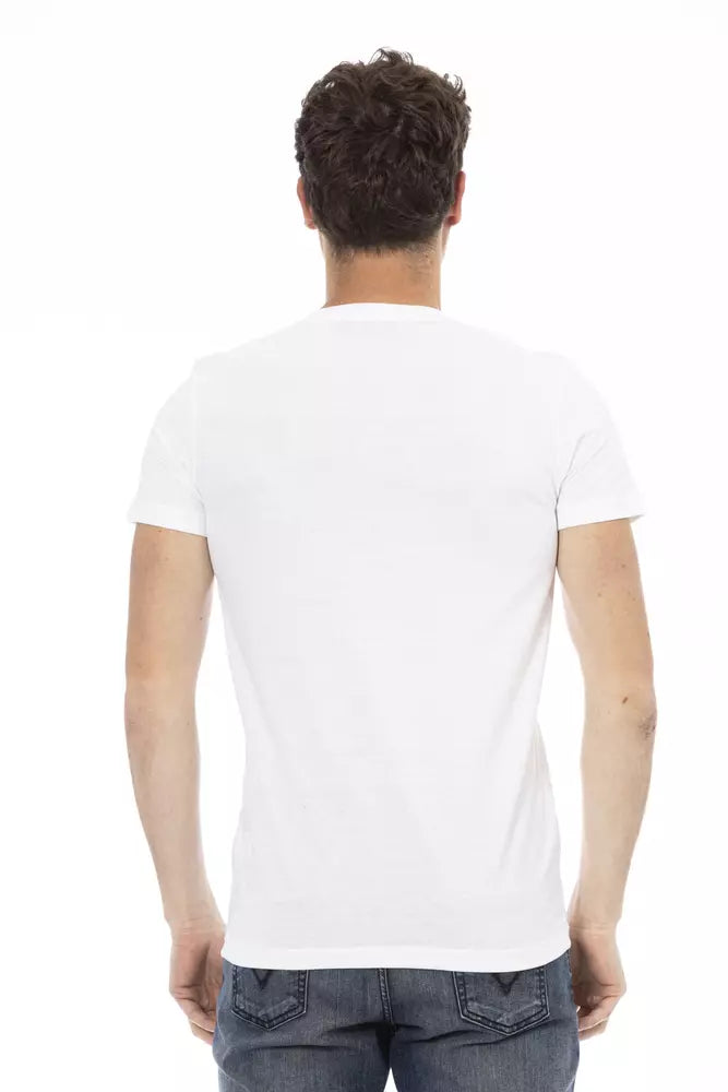  - White Cotton Men's V-Neck T-Shirt