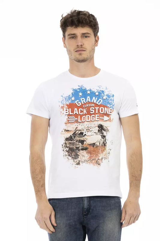 - White Cotton Men T-Shirt