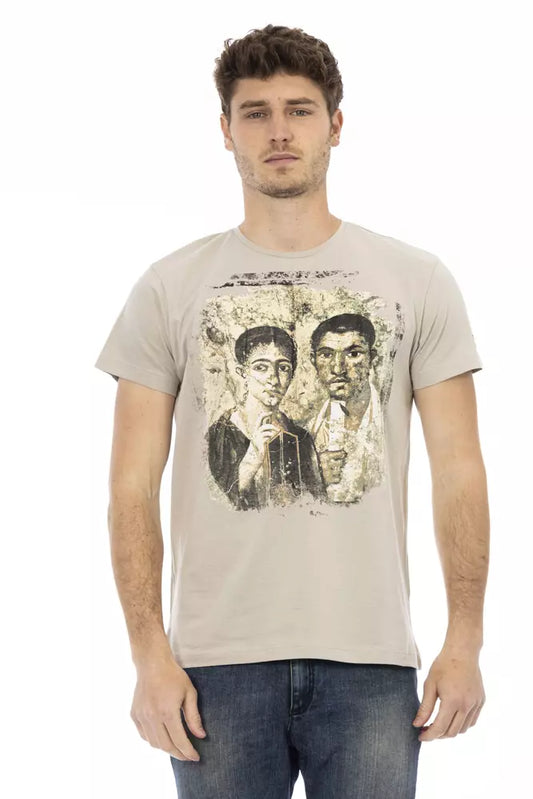 - Beige Cotton Men T-Shirt