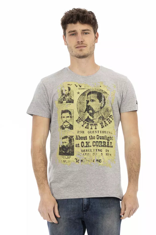 - Gray Cotton Men T-Shirt
