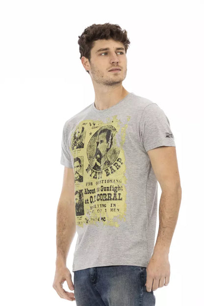  - Gray Cotton Men T-Shirt