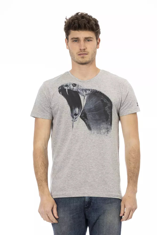  - Gray Cotton Men T-Shirt