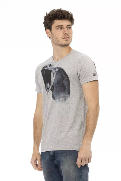  - Gray Cotton Men T-Shirt