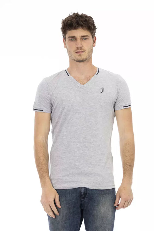  - Gray Cotton Men T-Shirt