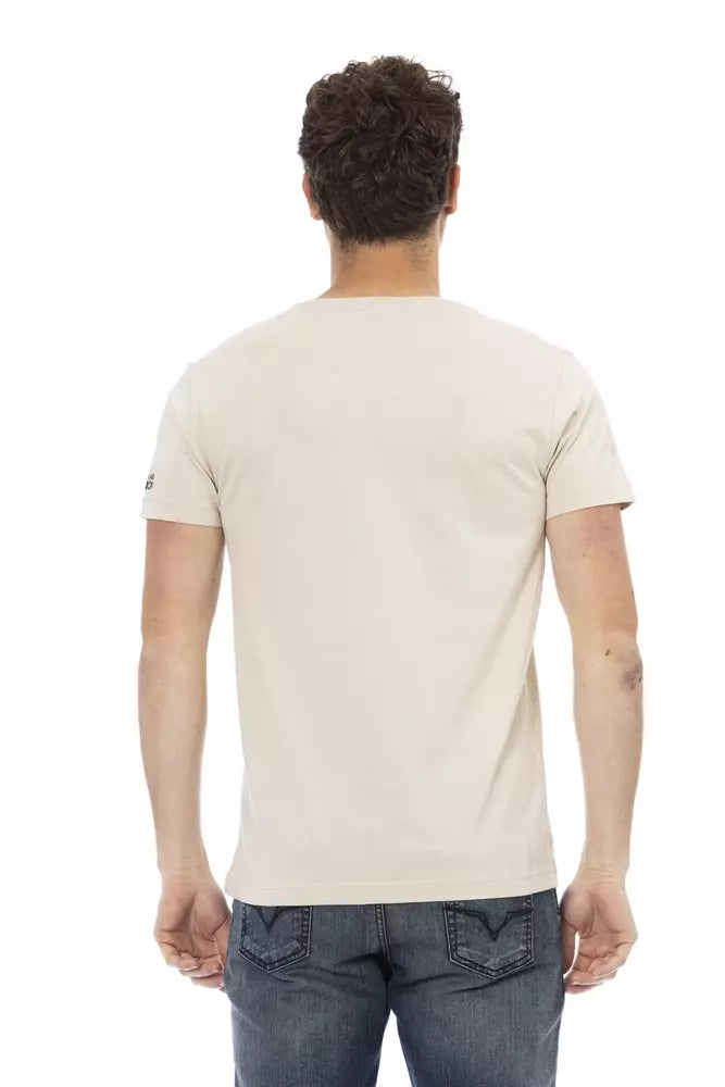  - Beige Cotton Men T-Shirt