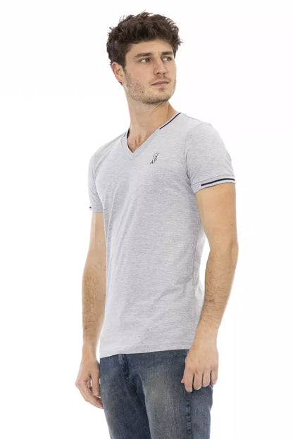  - Gray Cotton Men T-Shirt