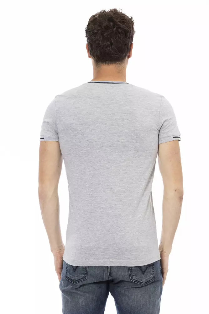  - Gray Cotton Men T-Shirt