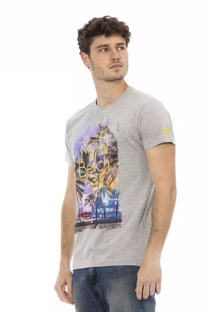  - Gray Cotton Men T-Shirt