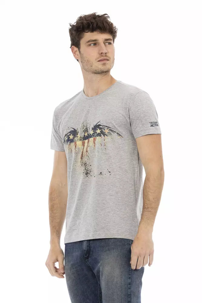  - Gray Cotton Men T-Shirt