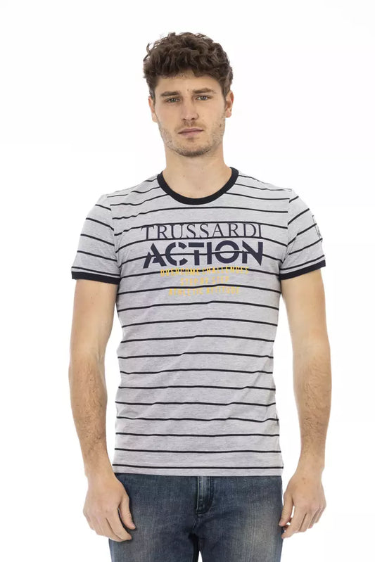  - Gray Cotton Men T-Shirt