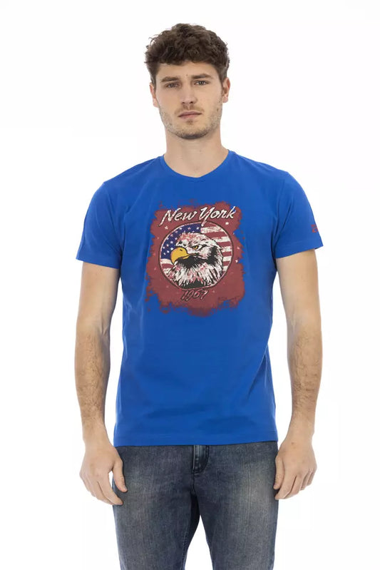 - Blue Cotton Men T-Shirt