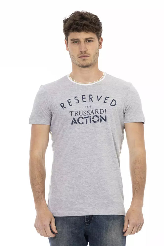  - Gray Cotton Men T-Shirt