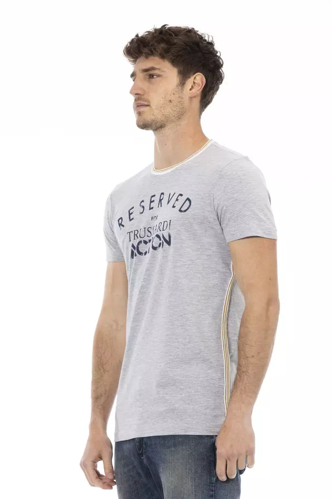  - Gray Cotton Men T-Shirt