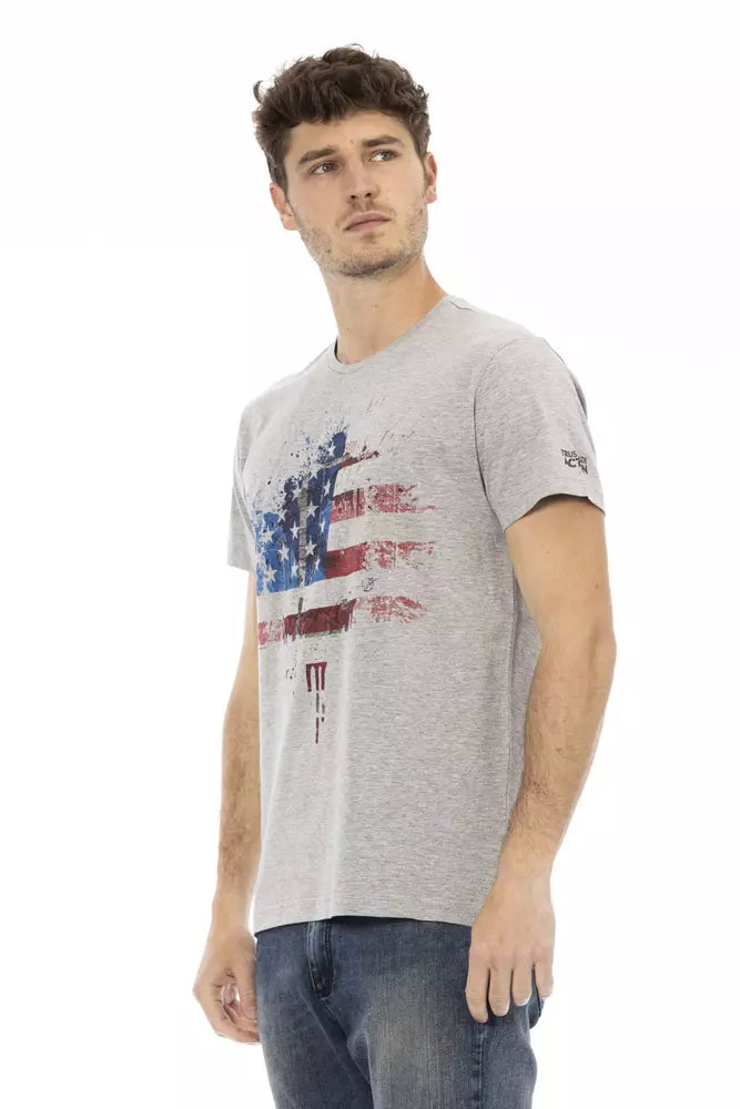  - Gray Cotton Men T-Shirt