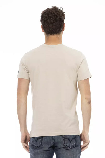  - Beige Cotton Men T-Shirt