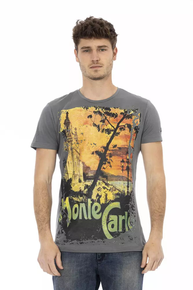  - Gray Cotton Men T-Shirt