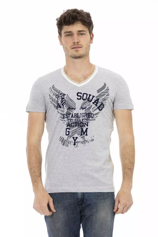 - Gray Cotton Men T-Shirt