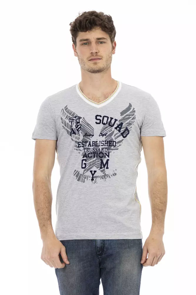  - Gray Cotton Men T-Shirt