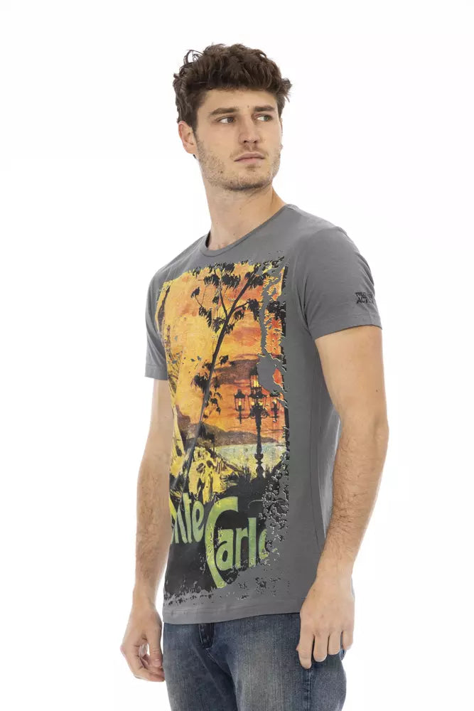  - Gray Cotton Men T-Shirt