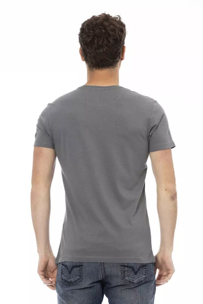  - Gray Cotton Men T-Shirt