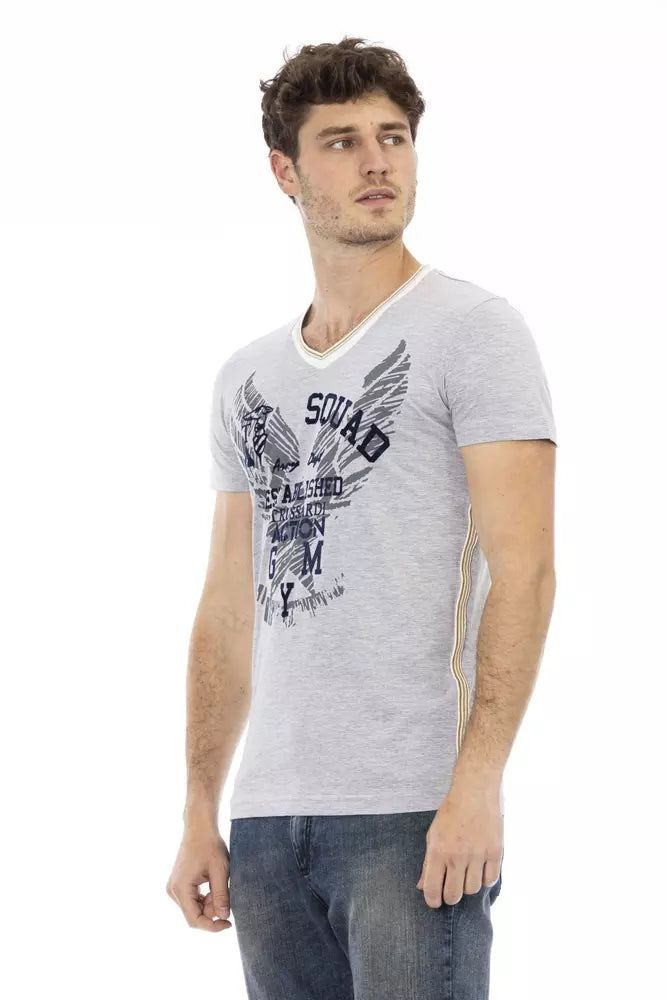  - Gray Cotton Men T-Shirt