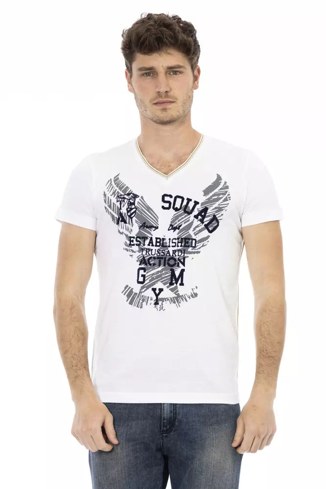  - White Cotton Men T-Shirt