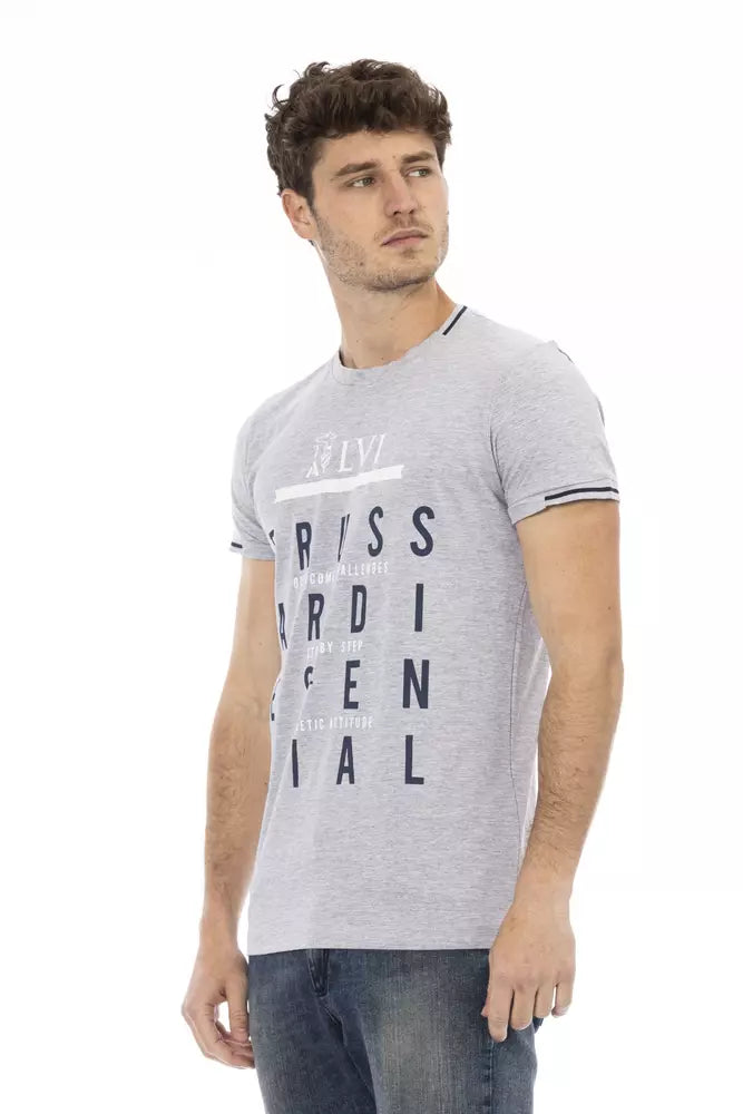  - Gray Cotton Men T-Shirt