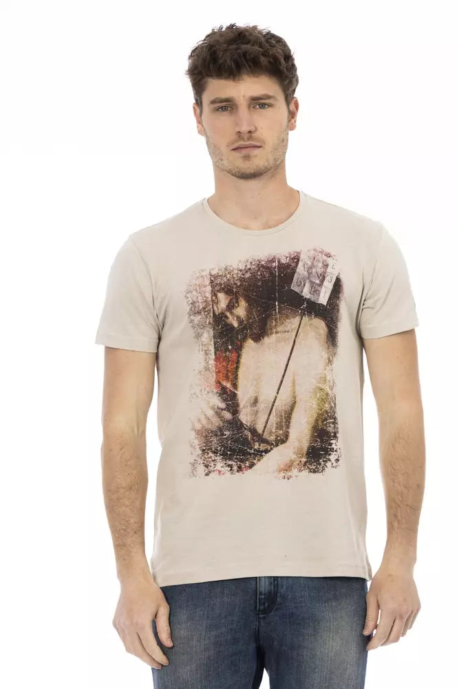  - Beige Cotton Men T-Shirt