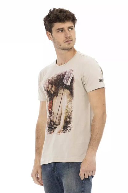  - Beige Cotton Men T-Shirt