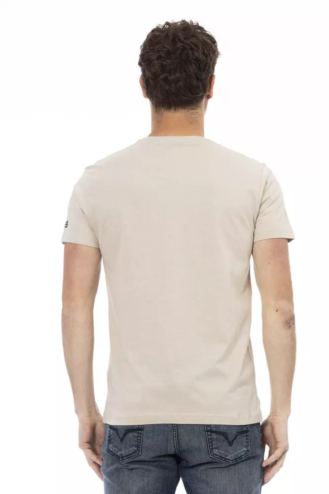  - Beige Cotton Men T-Shirt