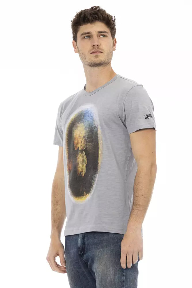  - Gray Cotton Men T-Shirt