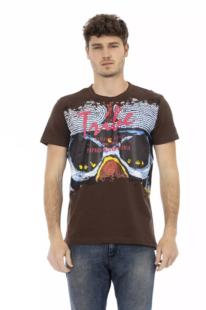  - Brown Cotton Men T-Shirt