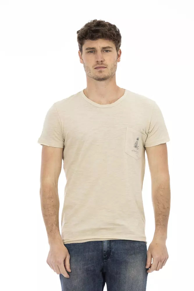  - Beige Cotton Men T-Shirt