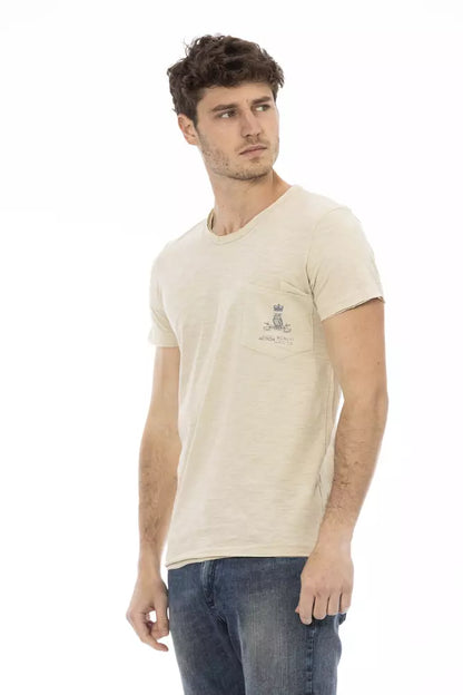  - Beige Cotton Men T-Shirt