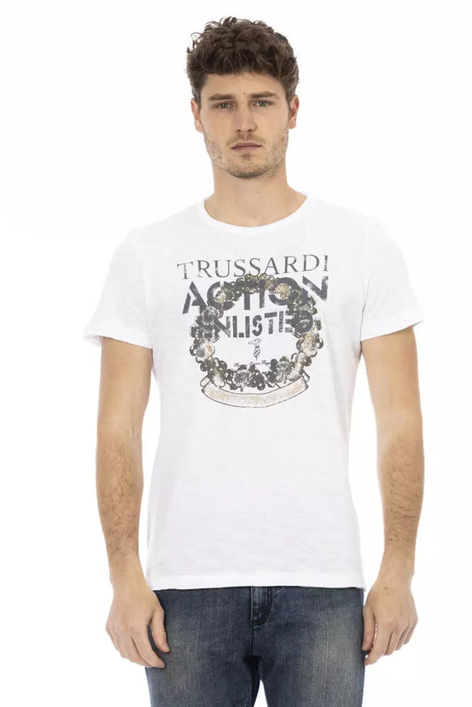 - White Cotton Men T-Shirt