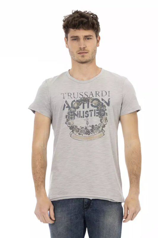  - Gray Cotton Men T-Shirt