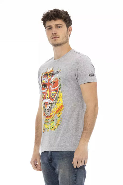  - Gray Cotton Men T-Shirt