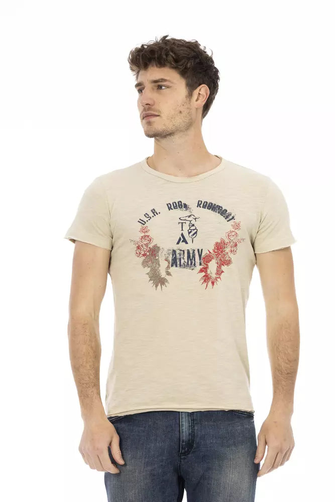  - Beige Cotton Men T-Shirt