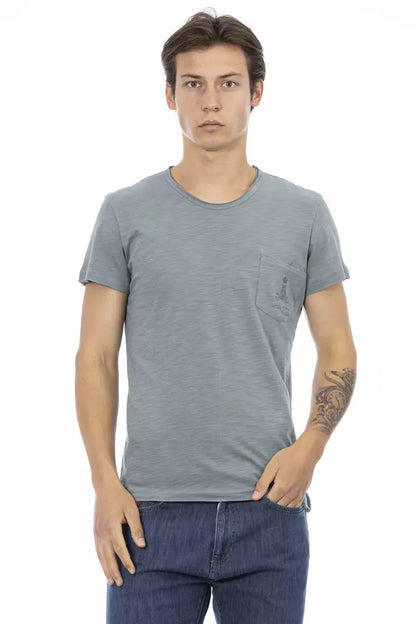  - Gray Cotton Men T-Shirt